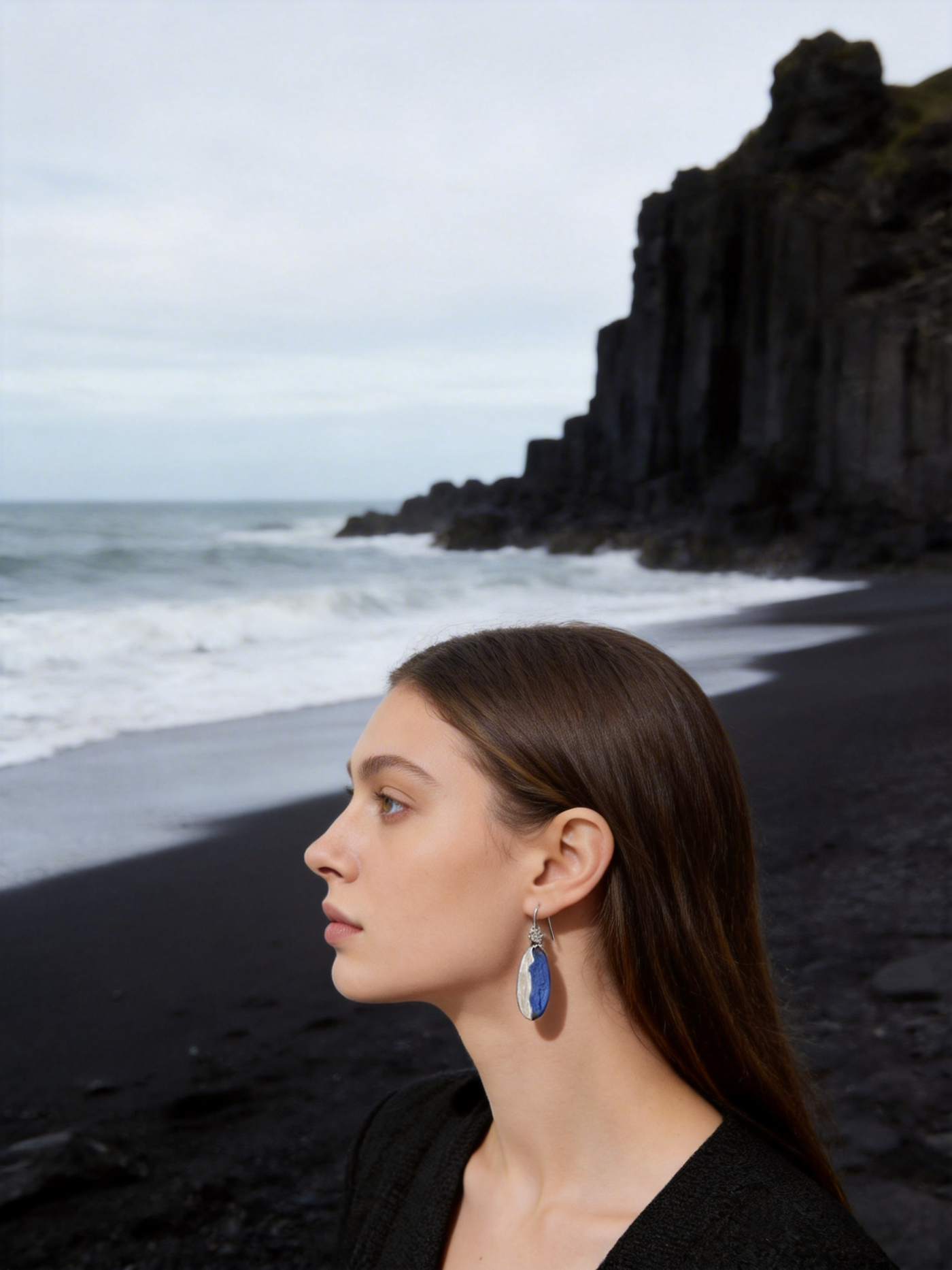 ZELIN ART porcelain jewelry collection worn near the sea